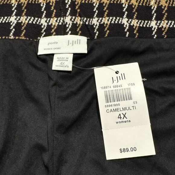 NWT J Jill  Skirt Ponte Pencil 90s Dark Academia Preppy Cottage Plaid Black 4X - Picture 2 of 5
